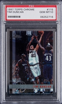 1997-98 Topps Chrome #115 Tim Duncan Rookie Card - PSA GEM MT 10